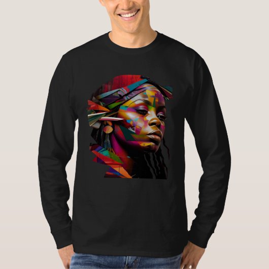 Beautiful Black Woman Colorful Abstract African Me T-shirt (Voorkant)
