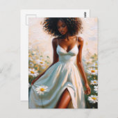 Beautiful Black Woman In Daisy Field Briefkaart (Voorkant / Achterkant)