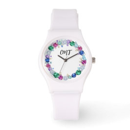 Beautiful Bling Monogram - Gem faced Horloge