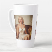 Beautiful blonde pin-up 50's art latte mok (Linkerhoek)