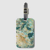 Beautiful Blooming Flowers with Green Gold Pattern Bagagelabel (Voorkant (verticaal))