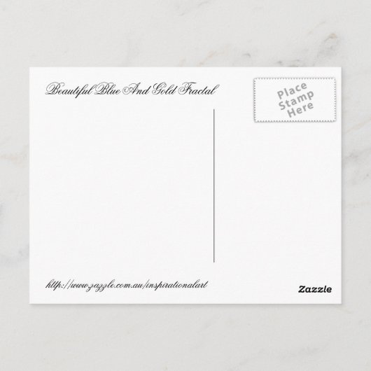 Beautiful Blue And Gold Fractal Briefkaart (Achterkant)