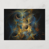Beautiful Blue And Gold Fractal Briefkaart (Voorkant)