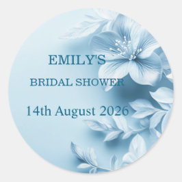 Beautiful Blue Floral Bridal Shower Ronde Sticker