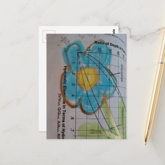 Beautiful Blue Flower on Vintage Textbook Page Briefkaart (Voorkant / Achterkant in situ)