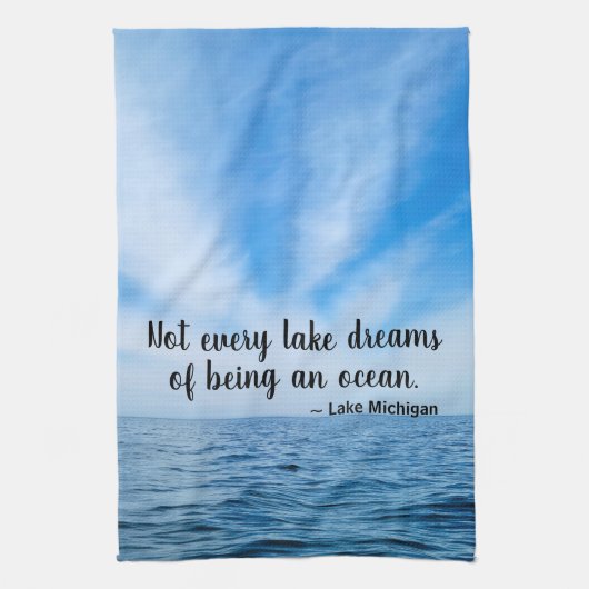Beautiful Blue Lake Michigan With Cirrus Clouds Theedoek (Verticaal)