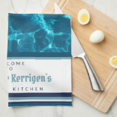 Beautiful blue ocean waves inspired custom text ki theedoek (Quarter Fold)