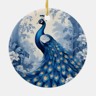 Beautiful blue peacock keramisch ornament