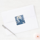 Beautiful blue peacock vierkante sticker (Envelop)