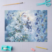 Beautiful Blue Santa & Poinsettias Decoupage Tissuepapier (Craft)