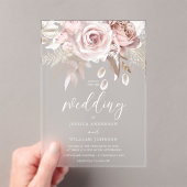 Beautiful Blush & Dusty Rose Frosted Wedding Acryl Uitnodigingen (Insitu (Draagbaar))