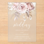 Beautiful Blush & Dusty Rose Frosted Wedding Acryl Uitnodigingen (Voorkant)
