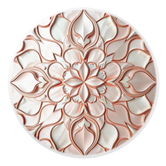 Beautiful blush pink offwhite pearl inspired keramische knop (Voorkant)