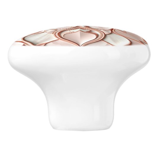 Beautiful blush pink offwhite pearl inspired keramische knop (Zijkant)