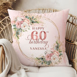 Beautiful Blush Pink Watercolor Boho 60th birthday Kussen<br><div class="desc">✅ For matching items search 36-60 in my collections ✅ Celebrate a special milestone with this elegant 60th birthday pillow featuring watercolor rose gold, dusty pink and blush pink flowers, eucalyptus greenery, and a shimmering gold frame. This boho floral design adds charm and warmth to any space. A beautiful keepsake...</div>