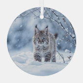 Beautiful Bobcat Wilderness Christmas Glas Ornament (Achterkant)