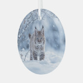 Beautiful Bobcat Wilderness Christmas Glas Ornament (Voorkant links)