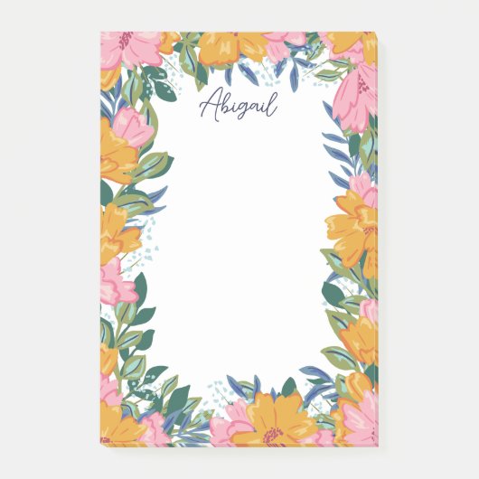 Beautiful Boho Flowers - Custom Name Post-it® Notes (Voorkant)