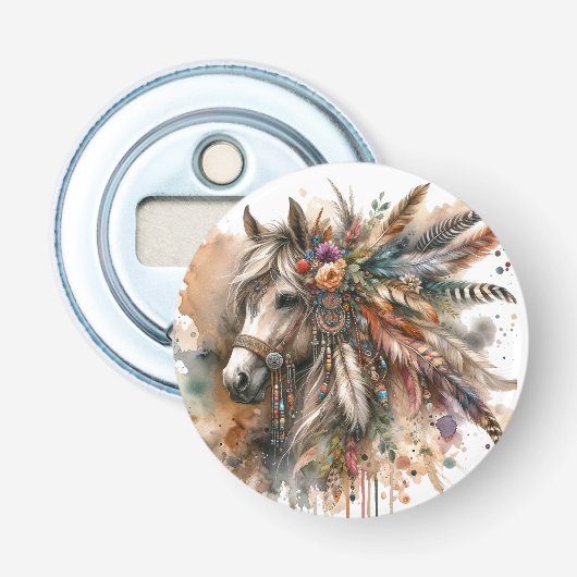 Beautiful Boho Horse  Button Flesopener (Voorkant)