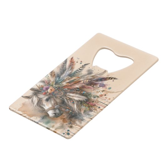 Beautiful Boho Horse  Creditkaart Flessenopener (Voorkant Gekanteld)