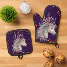 Beautiful Boho Horse Ovenwant & Pannenlap Set