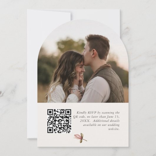 Beautiful boho neutral arch invitation kaart (Achterkant)