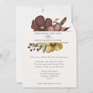 Beautiful boho neutral arch invitation kaart