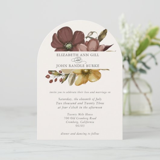 Beautiful boho neutral arch invitation kaart (Staand voorkant)
