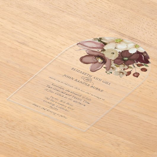 Beautiful boho rose & neutral wedding  acryl uitnodigingen (Laagn)