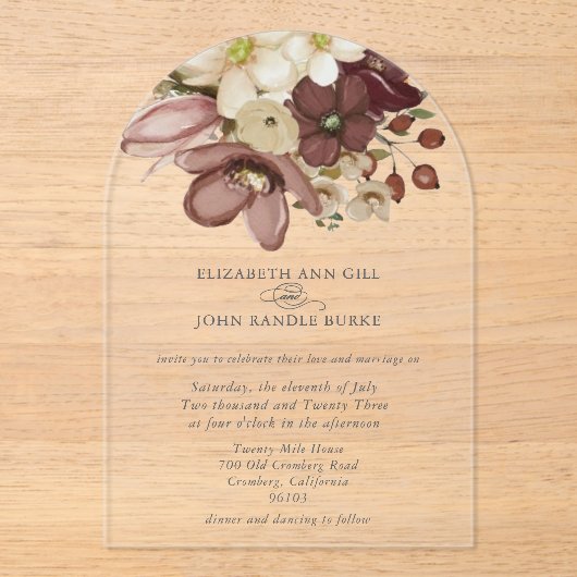 Beautiful boho rose & neutral wedding  acryl uitnodigingen (Voorkant)