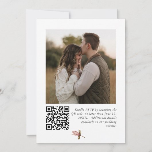 Beautiful boho rose & neutral wedding  kaart (Achterkant)