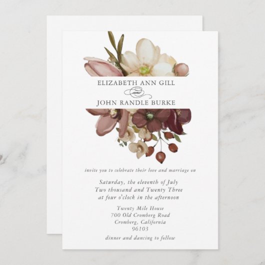 Beautiful boho rose & neutral wedding  kaart (Voorkant / Achterkant)