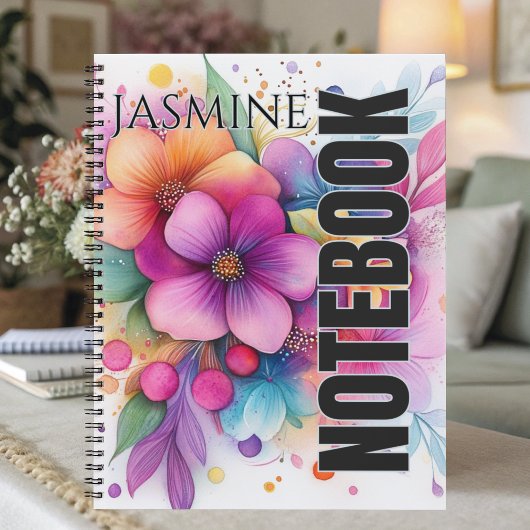 Beautiful Bold Bright Watercolor Floral Notitieboek