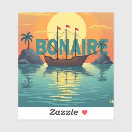 Beautiful bonaire sunset sticker (Vel)