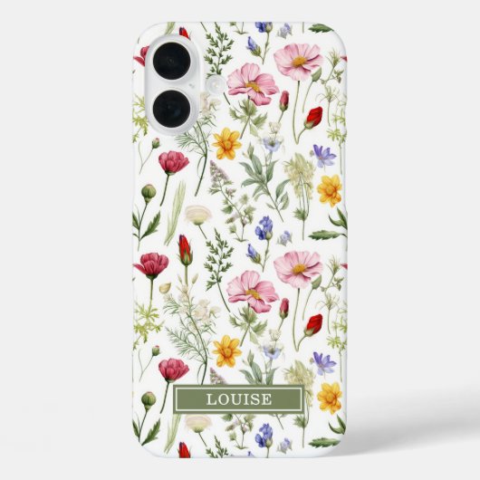 Beautiful Botanical Wildflowers Name Case-Mate iPhone Case (Achterkant)
