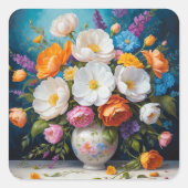 Beautiful Bouquet, decorative illustration, Vierkante Sticker (Voorkant)