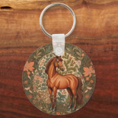 Beautiful Brown Horse William Morris Inspired Sleutelhanger (Achterkant)