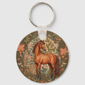 Beautiful Brown Horse William Morris Inspired Sleutelhanger (Achterkant)