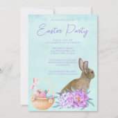 Beautiful Bunny Rabbit Pastel Floral Easter Party Kaart (Voorkant)