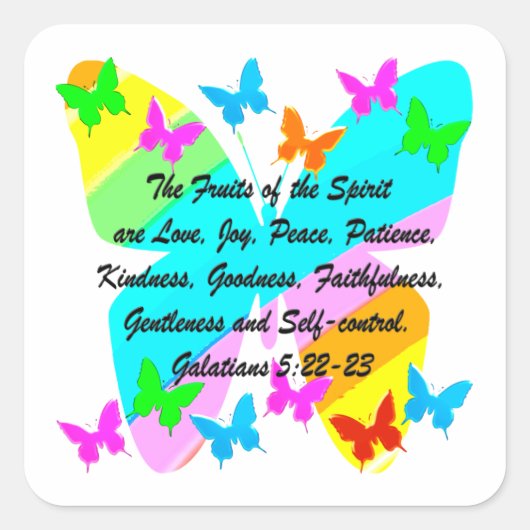 BEAUTIFUL BUTTERFLY GALATIANS 5 VIERKANTE STICKER (Voorkant)