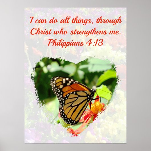 BEAUTIFUL BUTTERFLY PHILIPPIANS 4:13 BIBLE VERSE POSTER (Voorkant)