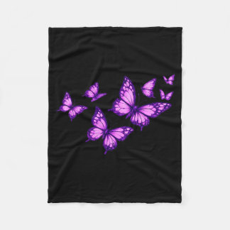 Beautiful Butterfly Purple Rose Butterfly Lovers Fleece Deken