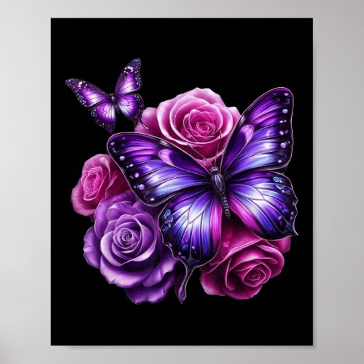 Beautiful Butterfly Purple Rose Butterfly Lovers G Poster (Voorkant)