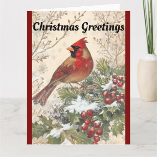 Beautiful Cardinal Christmas Greeting Card Kaart