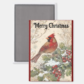 Beautiful Cardinal Christmas Magnet (Voorkant / Achterkant)