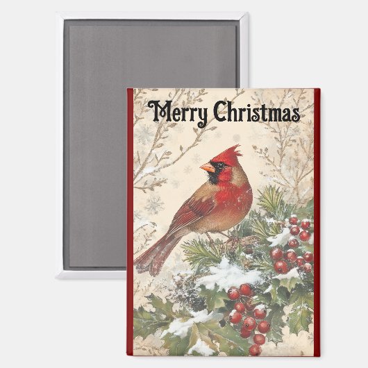 Beautiful Cardinal Christmas Magnet (Voorkant / Achterkant)