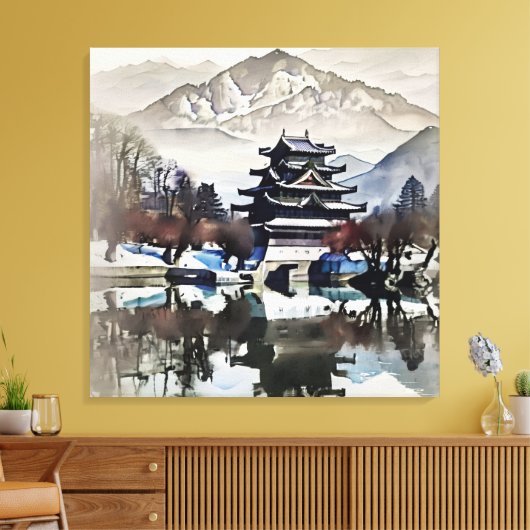 Beautiful Castle On Lake Canvas Afdruk (Insitu (Woonkamer))