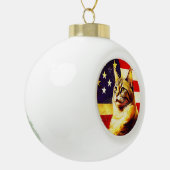 Beautiful Cat With American Flag Background Keramische Bal Ornament (Links)