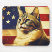 Beautiful Cat With American Flag Background Muismat (Voorkant)