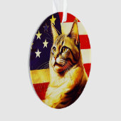 Beautiful Cat With American Flag Background Ornament (voorkant)